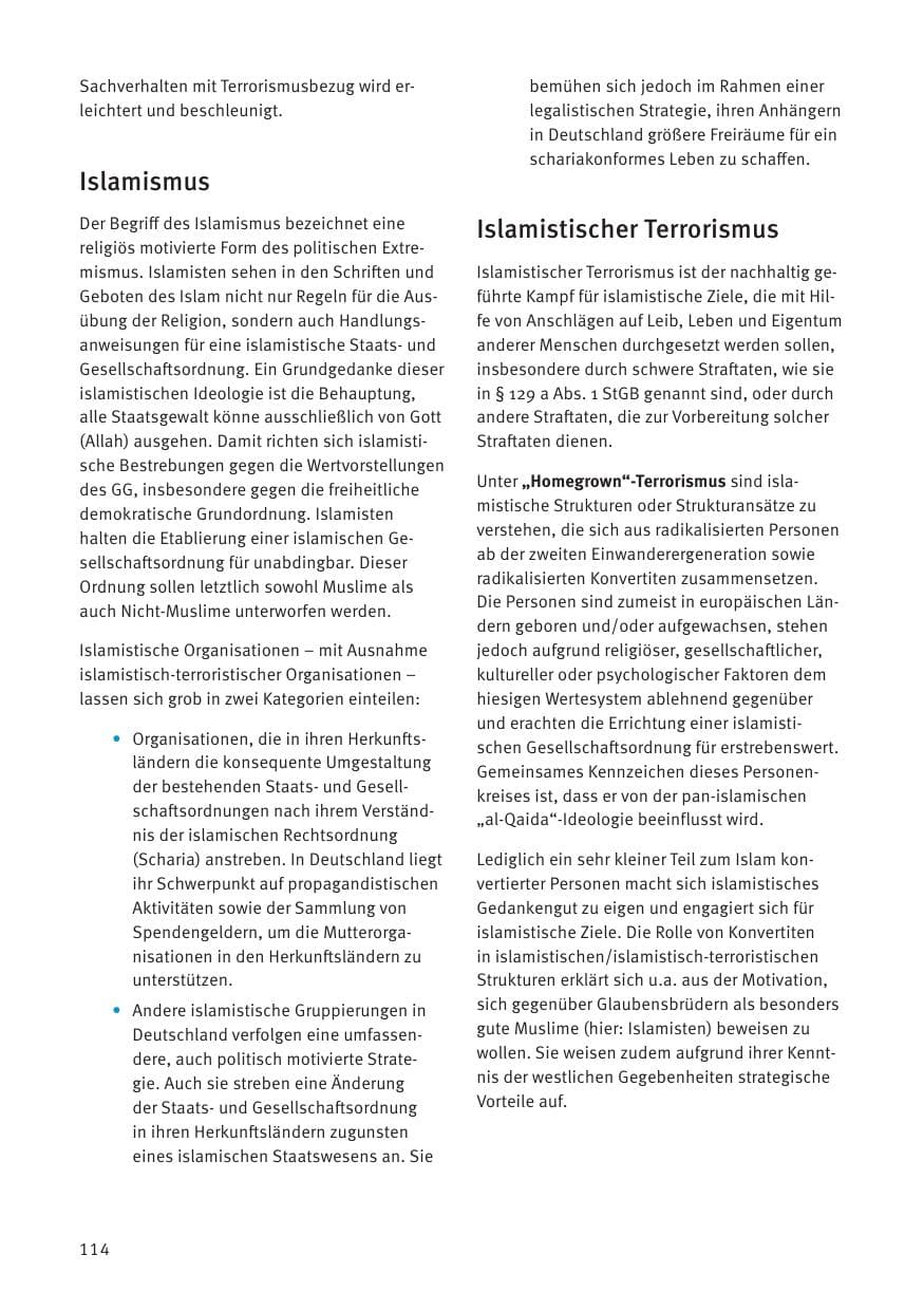 Seite 114 des Verfassungsschutzbericht 2021 Thüringen