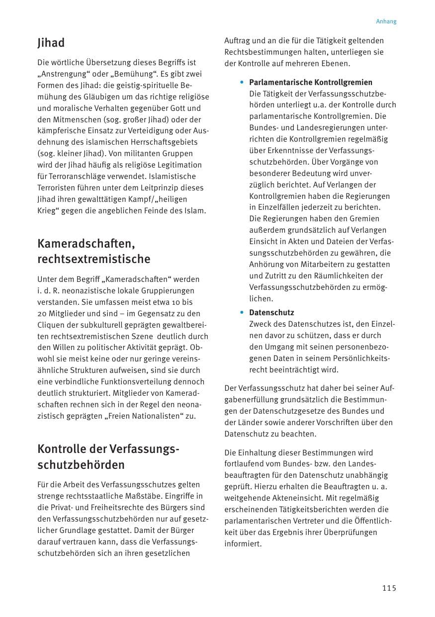 Seite 115 des Verfassungsschutzbericht 2021 Thüringen