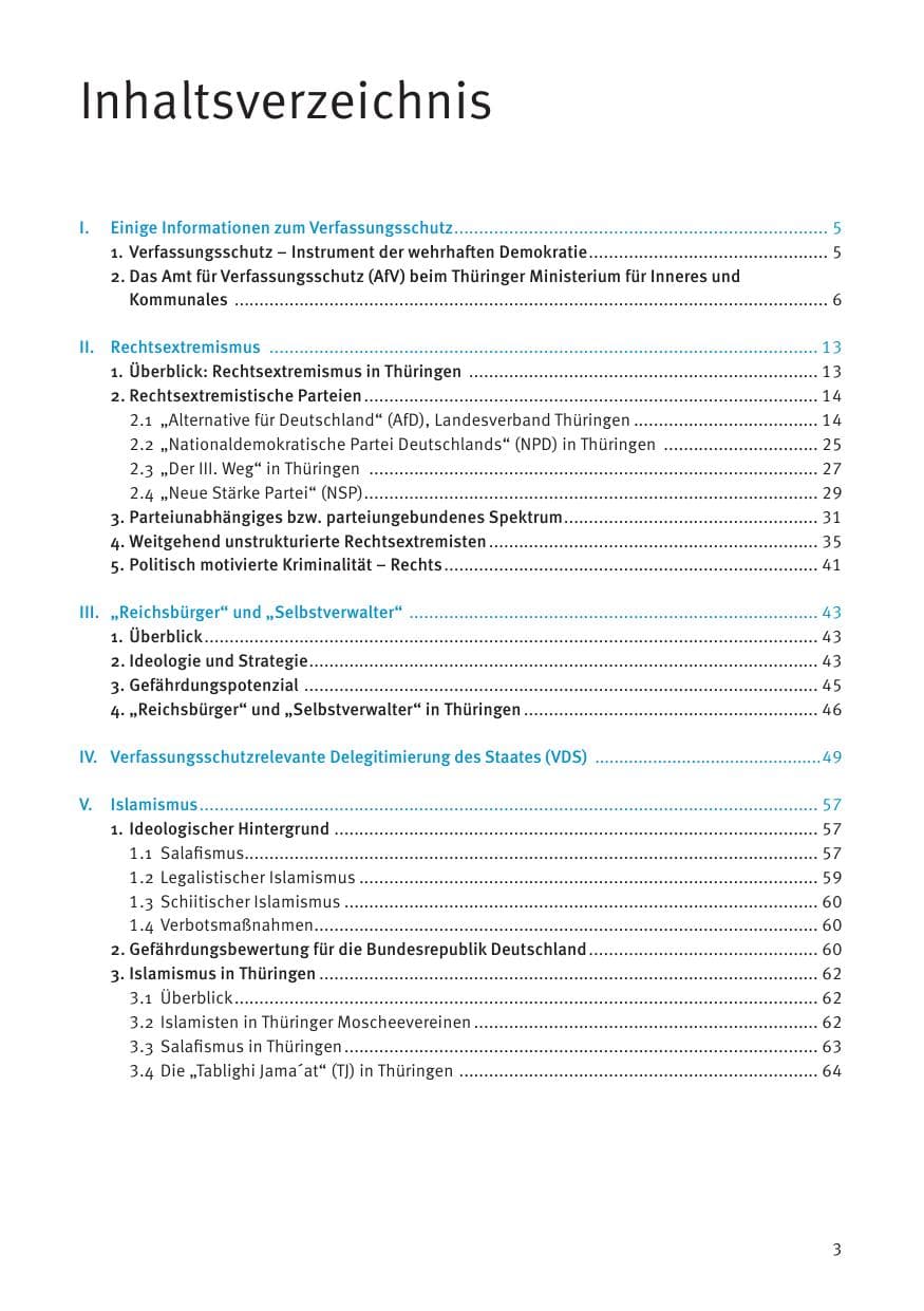 Seite 3 des Verfassungsschutzbericht 2021 Thüringen