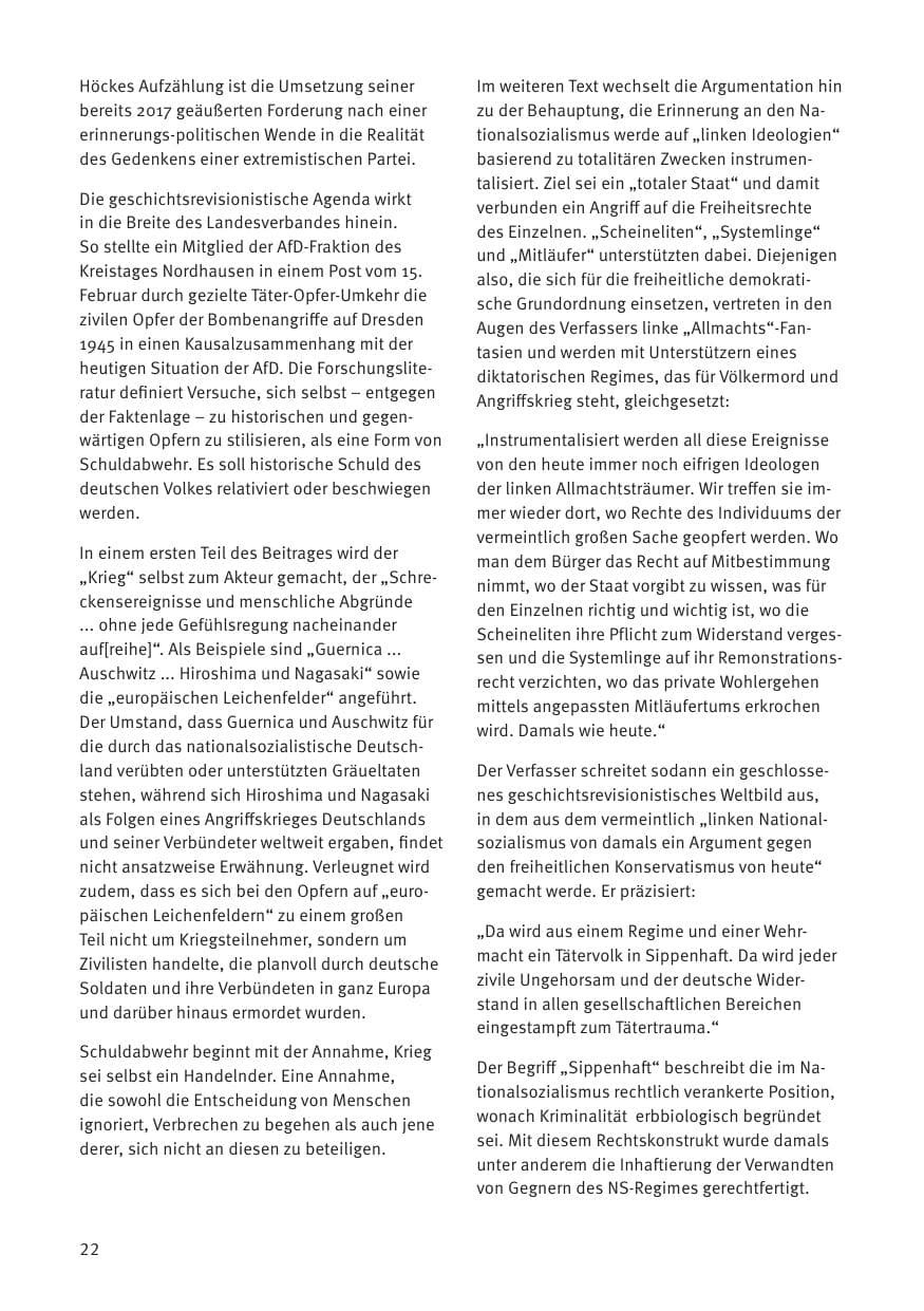 Seite 22 des Verfassungsschutzbericht 2021 Thüringen