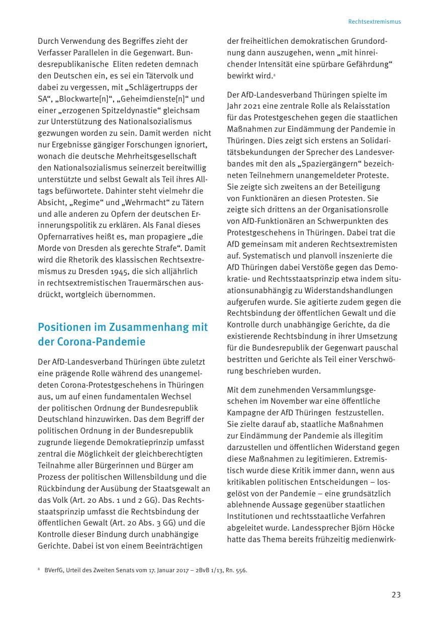 Seite 23 des Verfassungsschutzbericht 2021 Thüringen