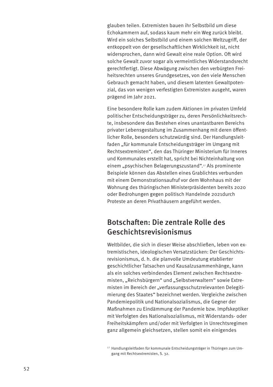 Seite 52 des Verfassungsschutzbericht 2021 Thüringen