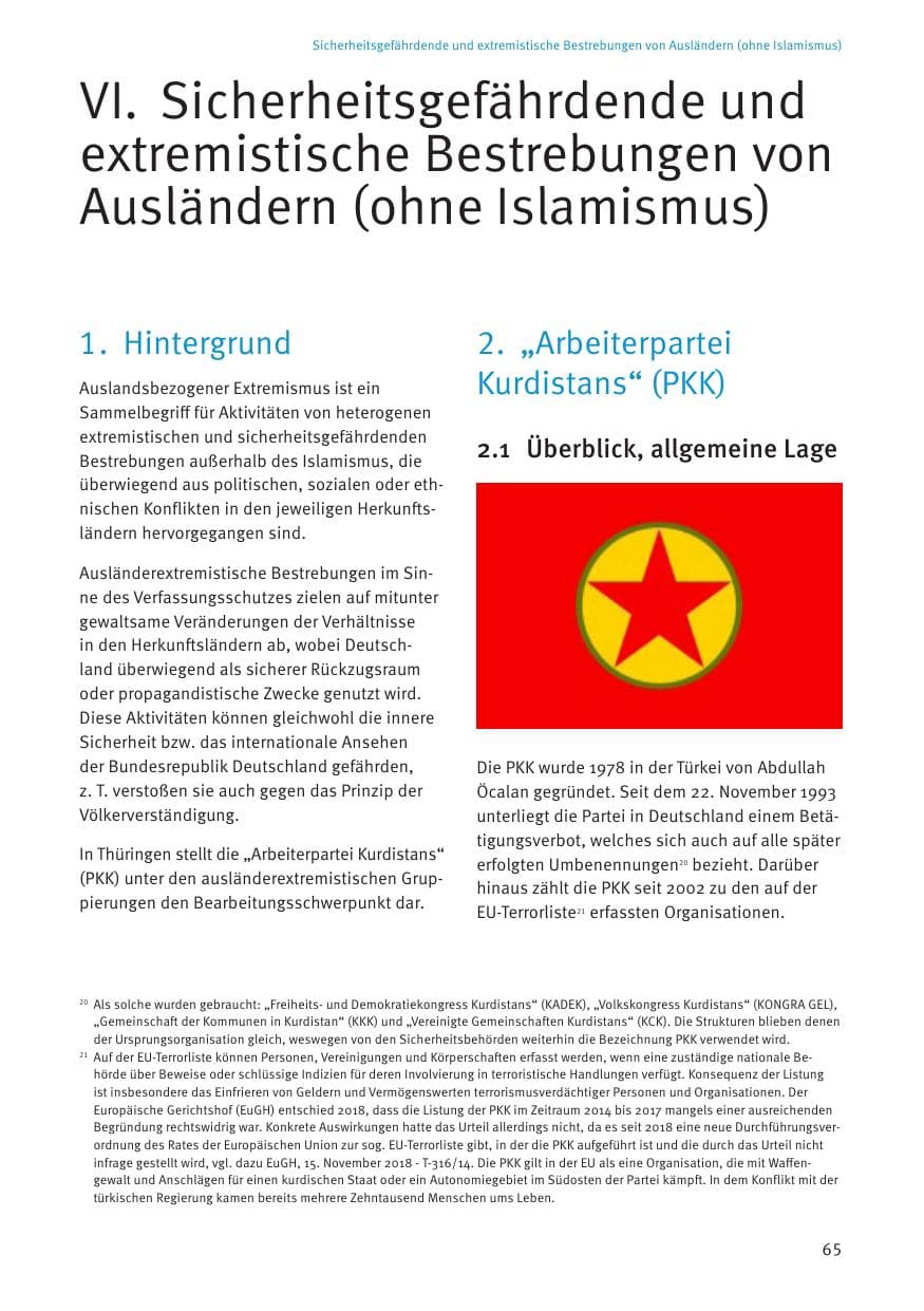Seite 65 des Verfassungsschutzbericht 2021 Thüringen
