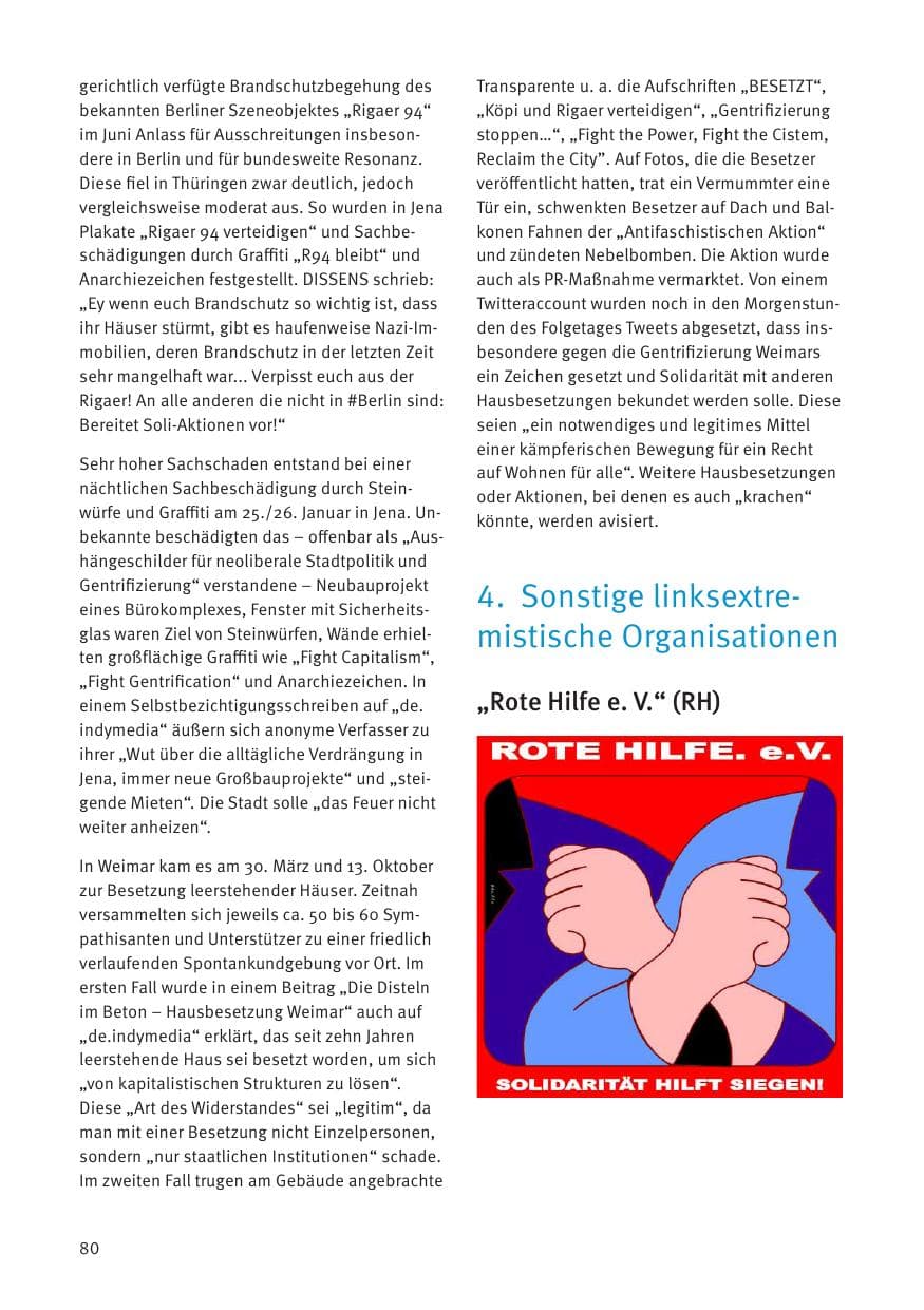 Seite 80 des Verfassungsschutzbericht 2021 Thüringen