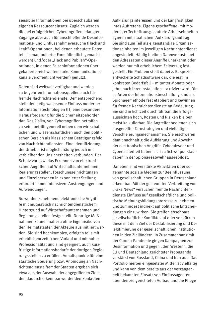 Seite 98 des Verfassungsschutzbericht 2021 Thüringen