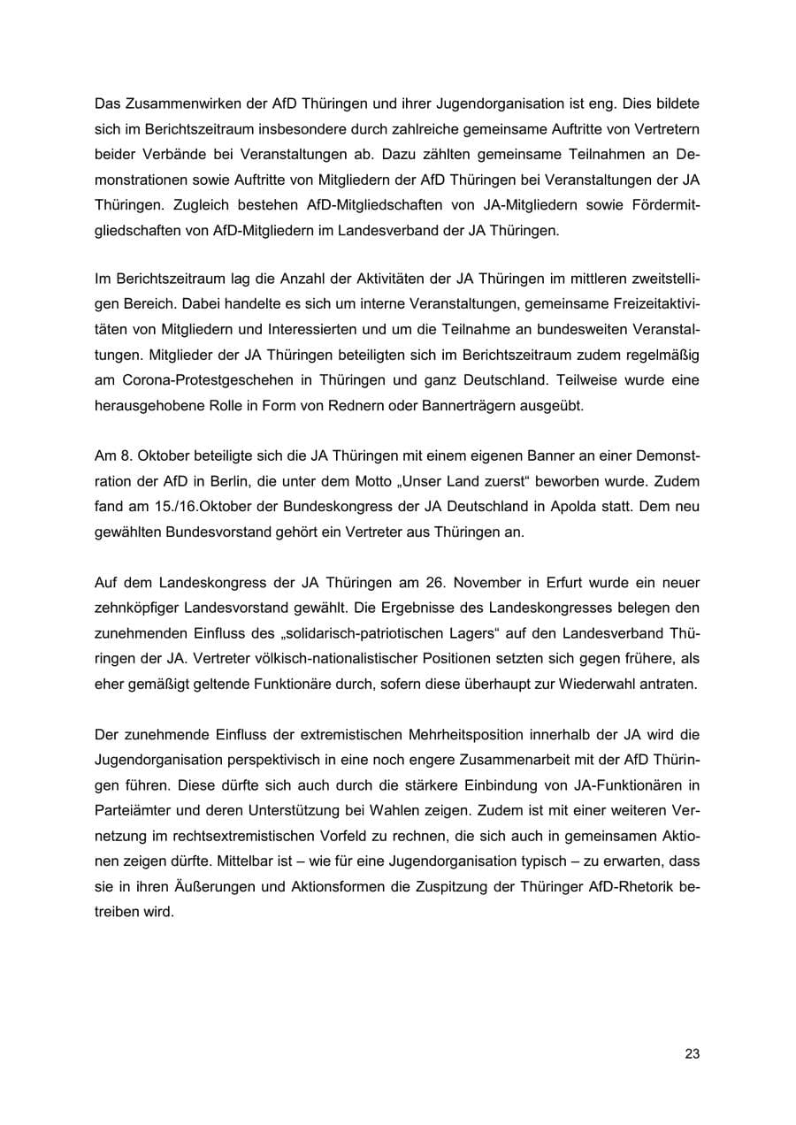 Seite 23 des Verfassungsschutzbericht 2022 Thüringen