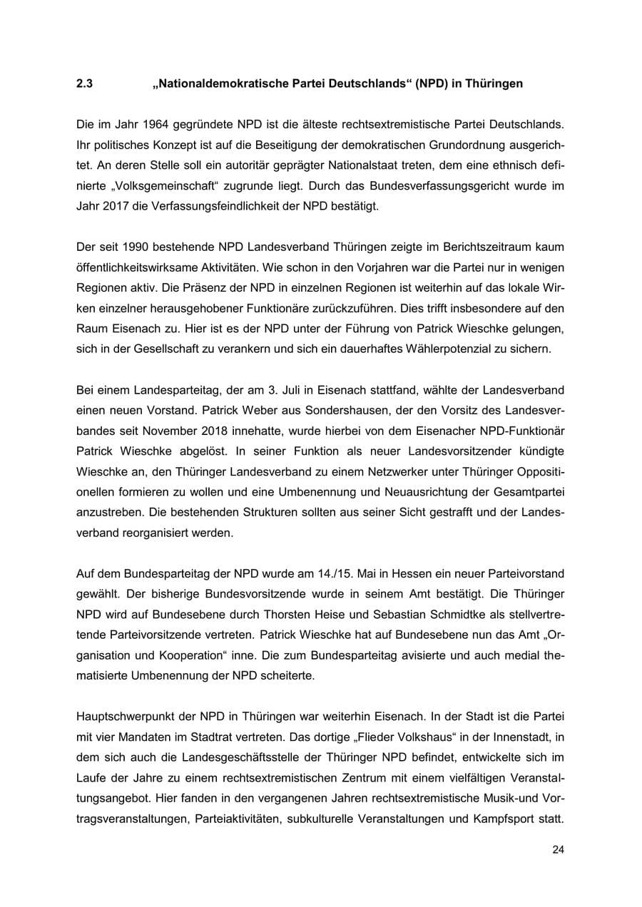 Seite 24 des Verfassungsschutzbericht 2022 Thüringen