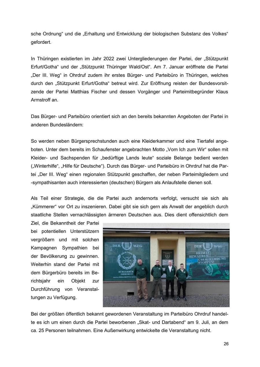 Seite 26 des Verfassungsschutzbericht 2022 Thüringen