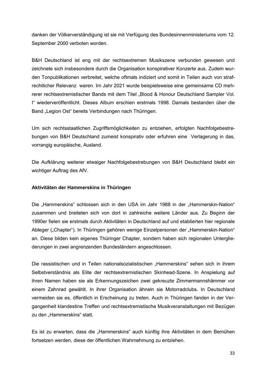 Seite 33 des Verfassungsschutzbericht 2022 Thüringen
