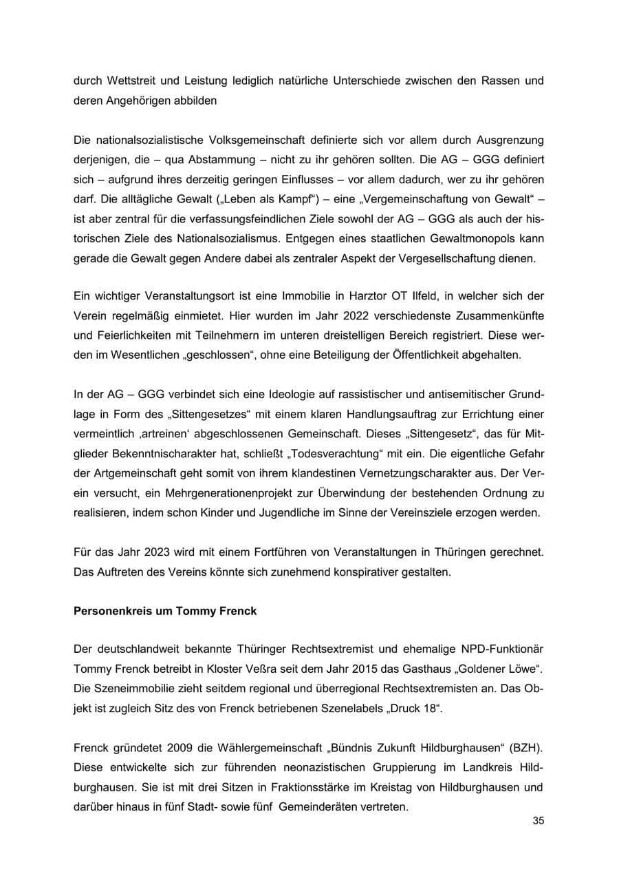 Seite 35 des Verfassungsschutzbericht 2022 Thüringen