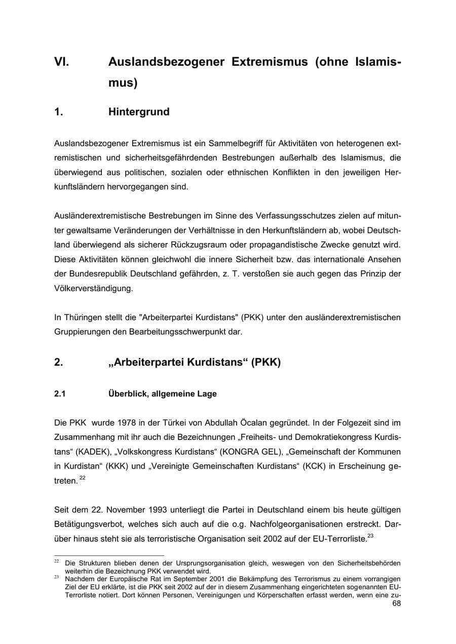 Seite 68 des Verfassungsschutzbericht 2022 Thüringen