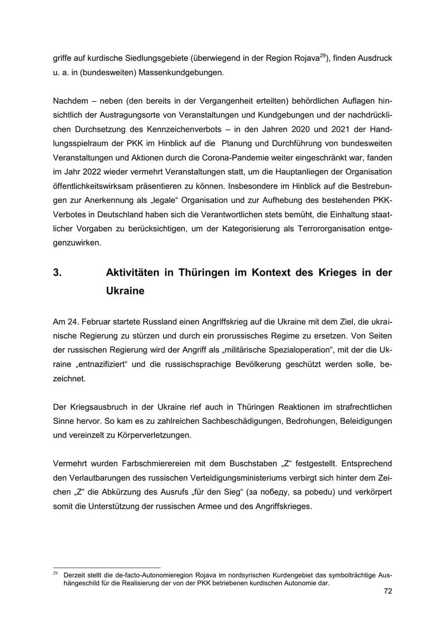 Seite 72 des Verfassungsschutzbericht 2022 Thüringen