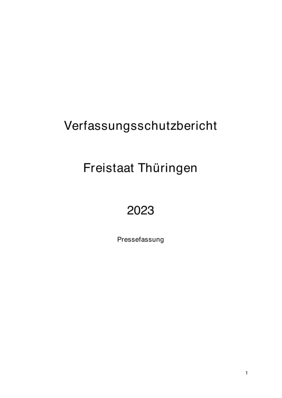 Seite 2 des Verfassungsschutzbericht 2023 Thüringen