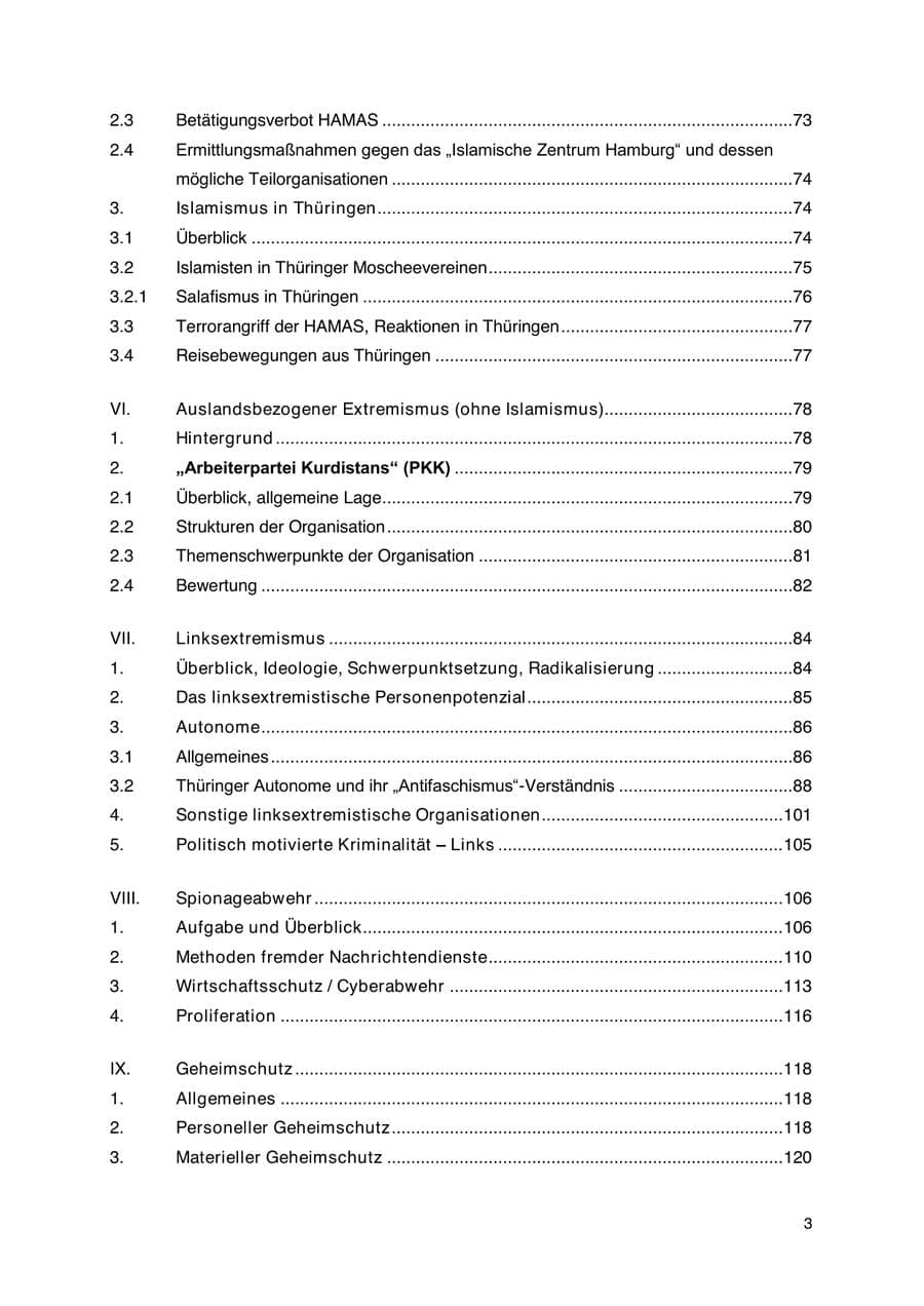 Seite 4 des Verfassungsschutzbericht 2023 Thüringen