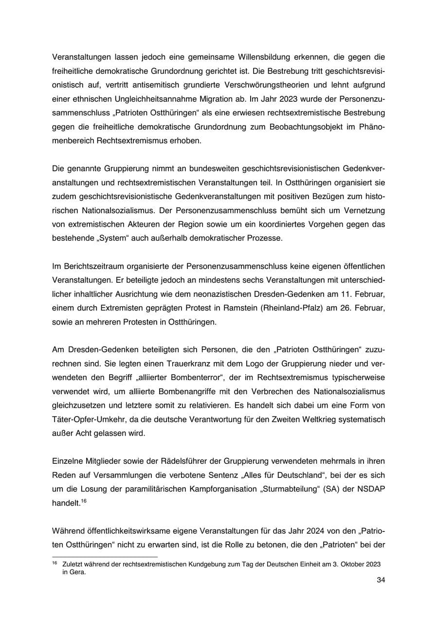 Seite 35 des Verfassungsschutzbericht 2023 Thüringen