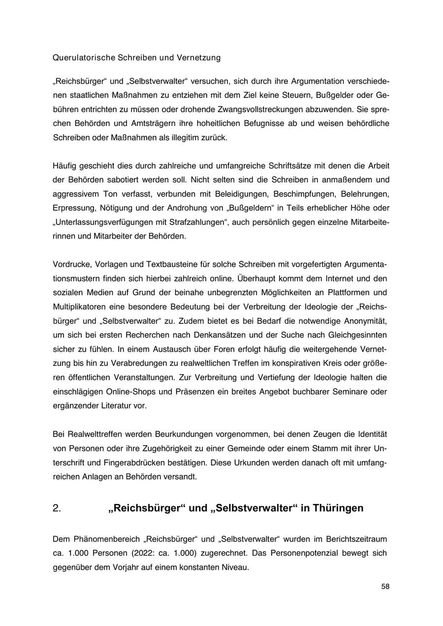 Seite 59 des Verfassungsschutzbericht 2023 Thüringen