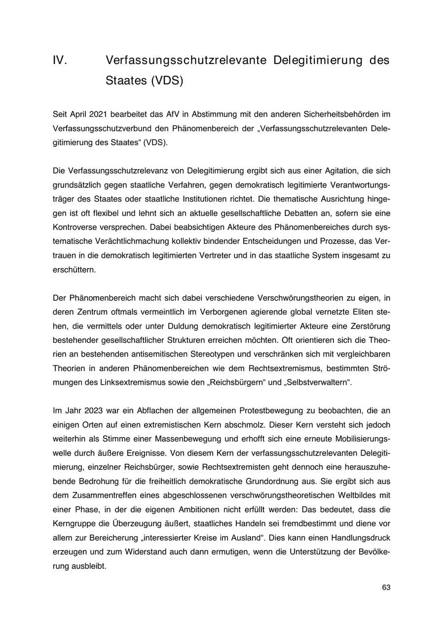 Seite 64 des Verfassungsschutzbericht 2023 Thüringen