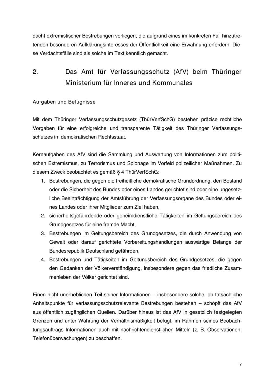 Seite 8 des Verfassungsschutzbericht 2023 Thüringen