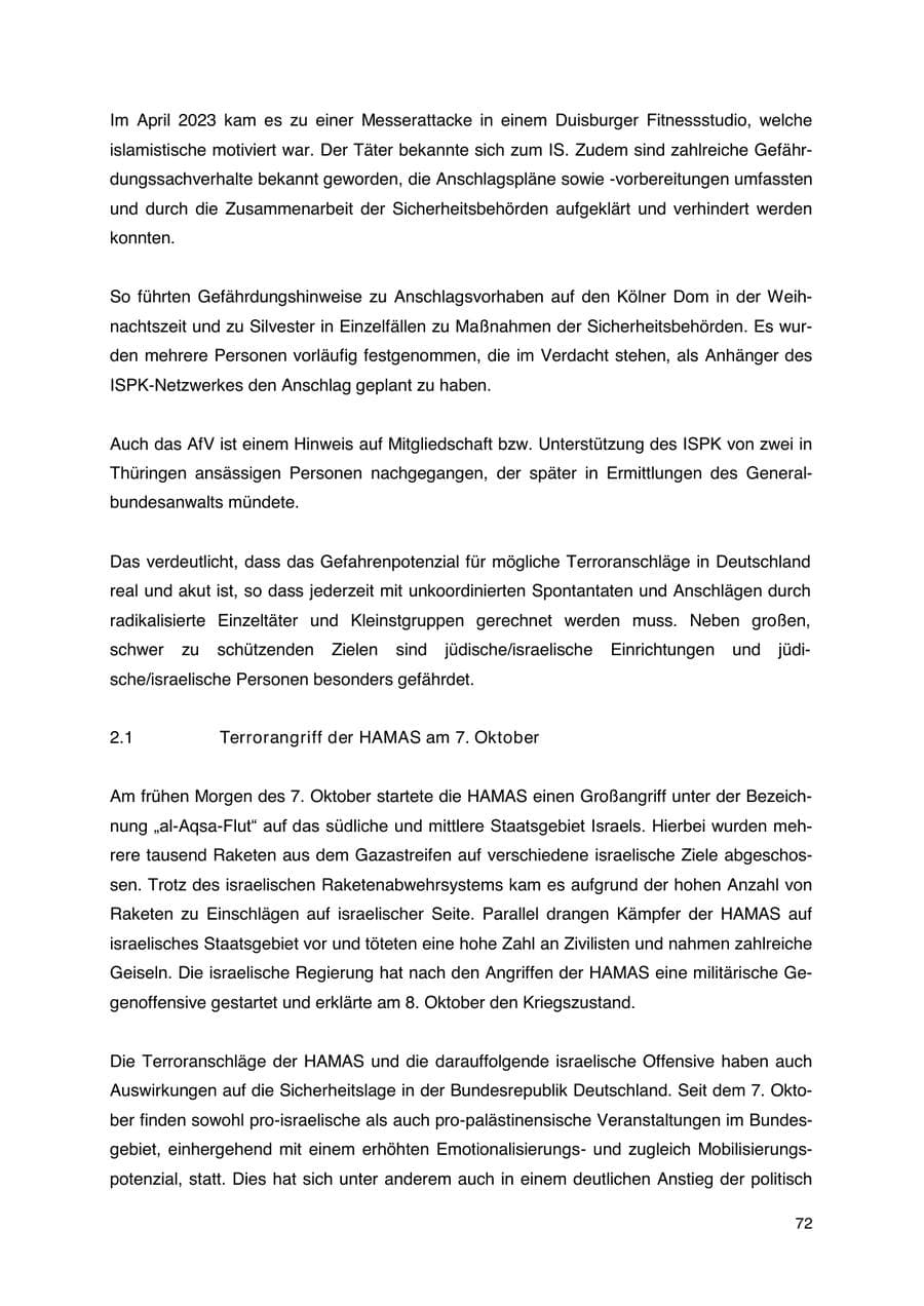 Seite 73 des Verfassungsschutzbericht 2023 Thüringen