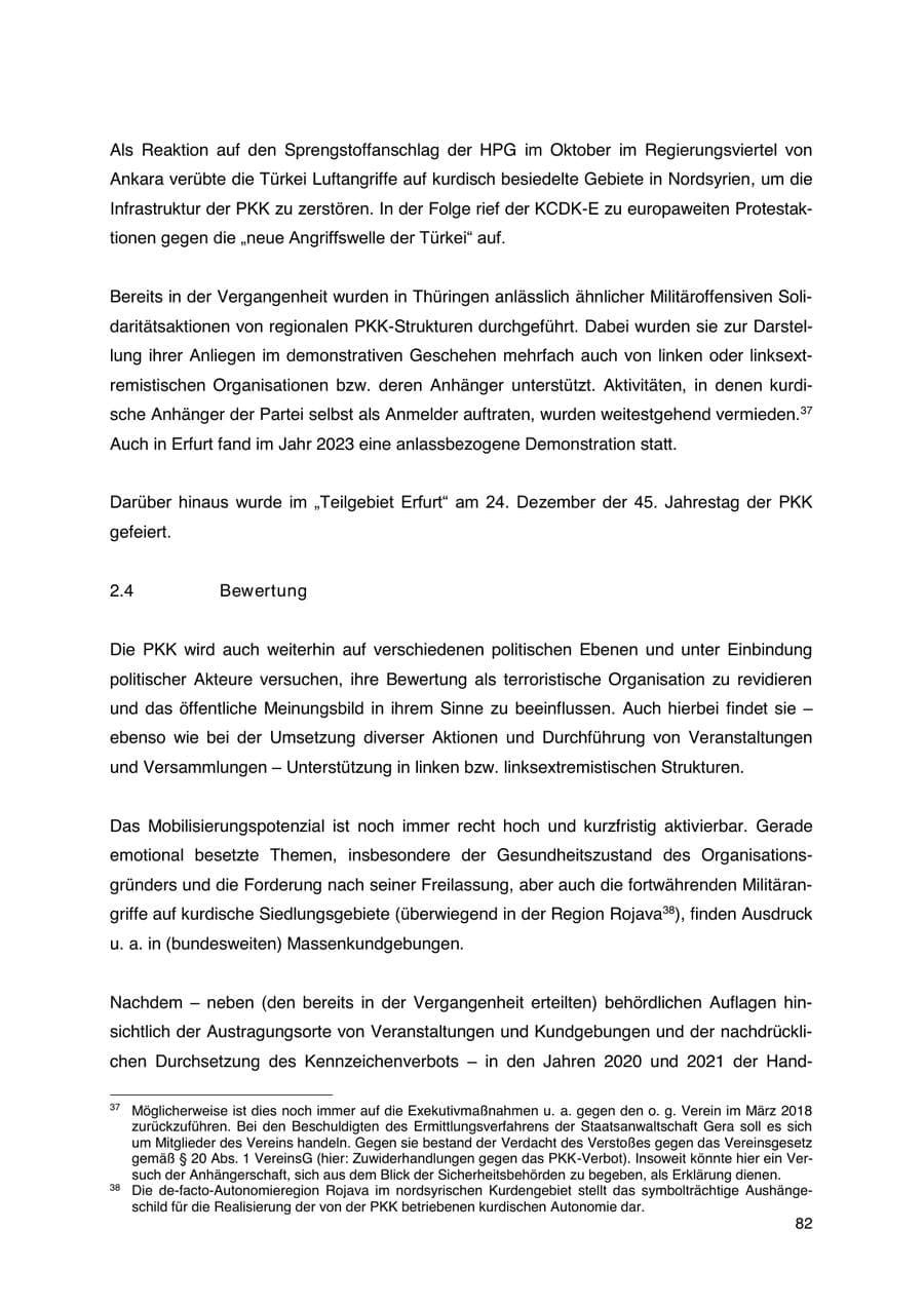 Seite 83 des Verfassungsschutzbericht 2023 Thüringen