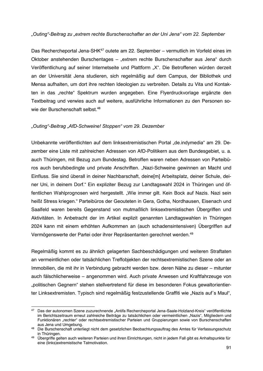 Seite 92 des Verfassungsschutzbericht 2023 Thüringen