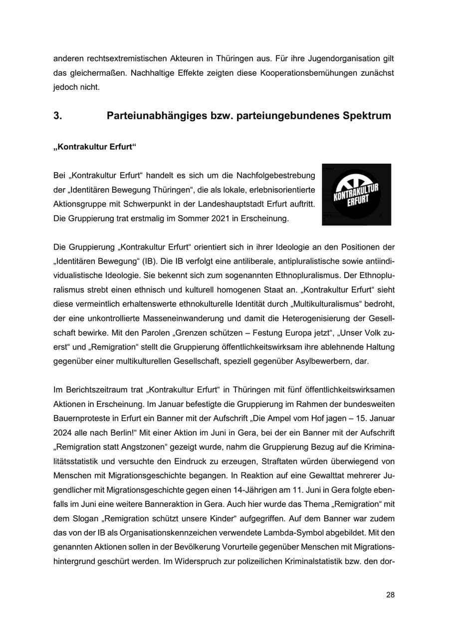 Seite 29 des Verfassungsschutzbericht 2024 Thüringen