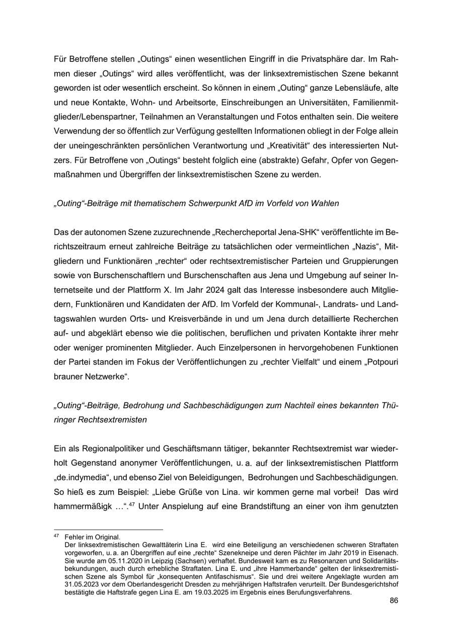 Seite 87 des Verfassungsschutzbericht 2024 Thüringen