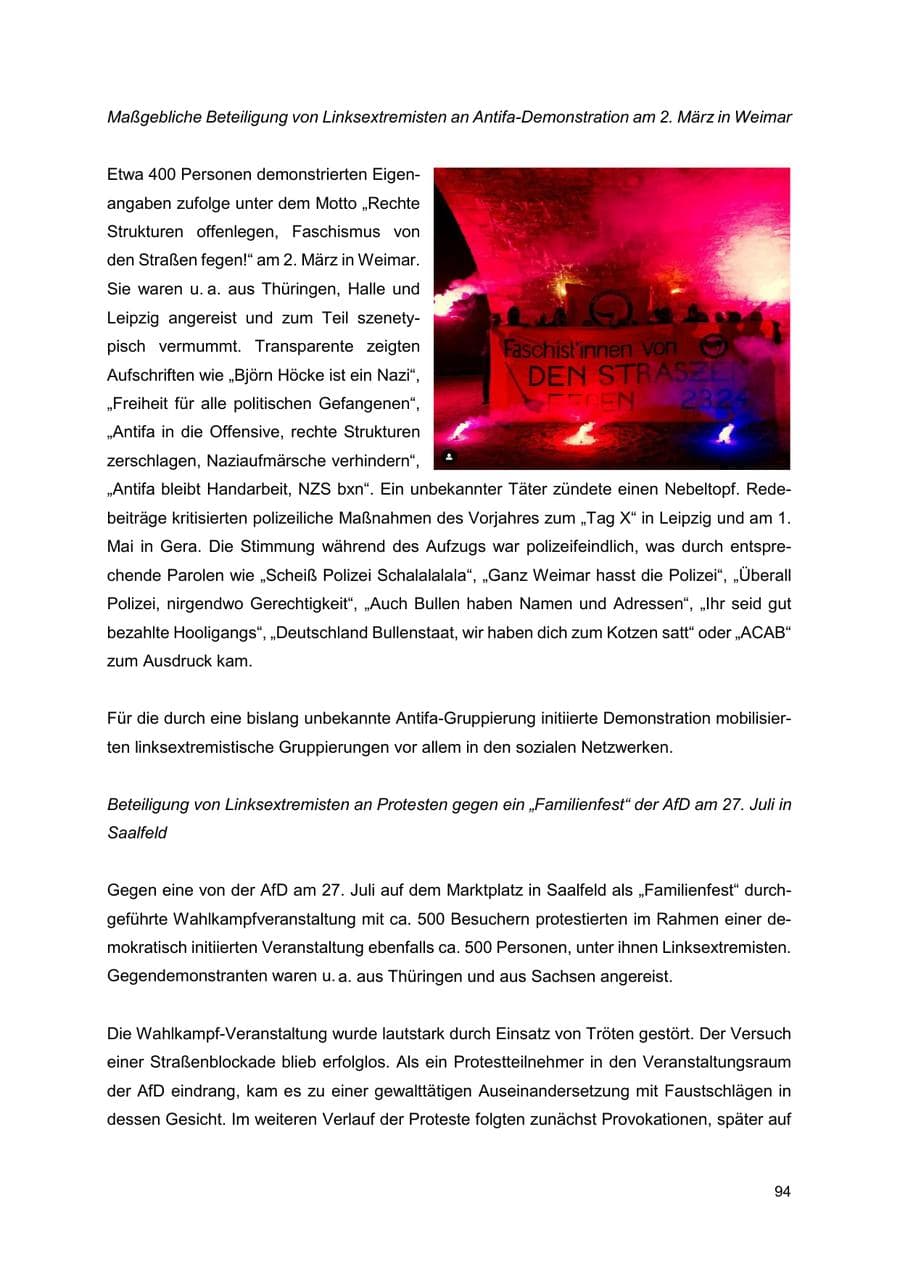 Seite 95 des Verfassungsschutzbericht 2024 Thüringen
