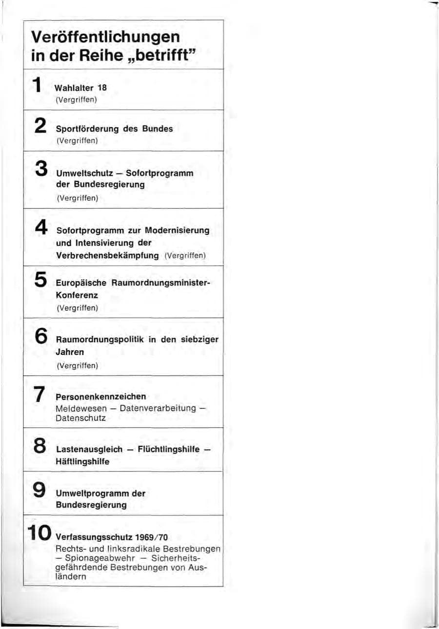 Seite 2 des Verfassungsschutzbericht 1970 Bund