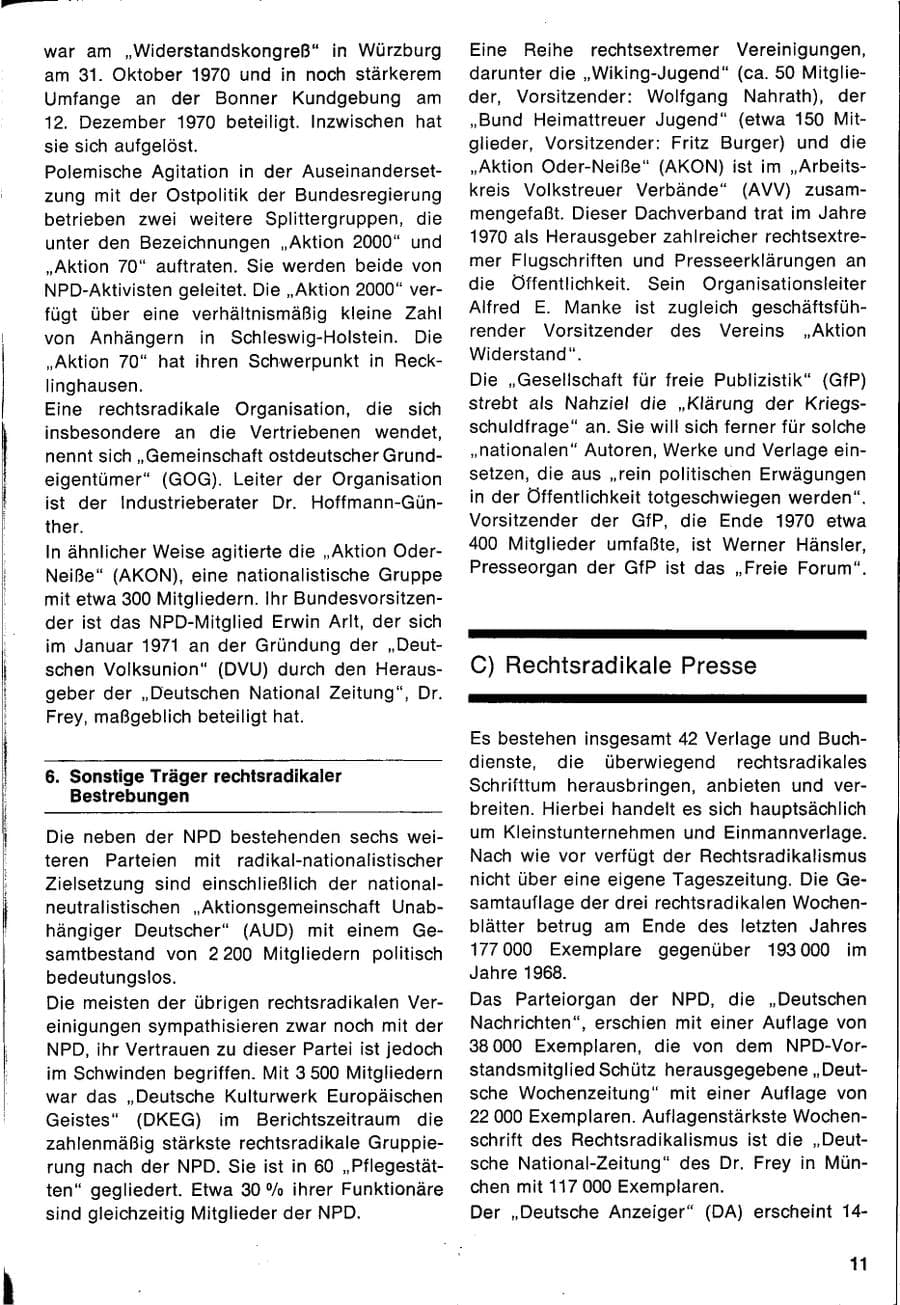Seite 13 des Verfassungsschutzbericht 1970 Bund