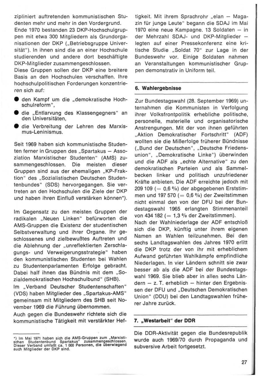 Seite 29 des Verfassungsschutzbericht 1970 Bund