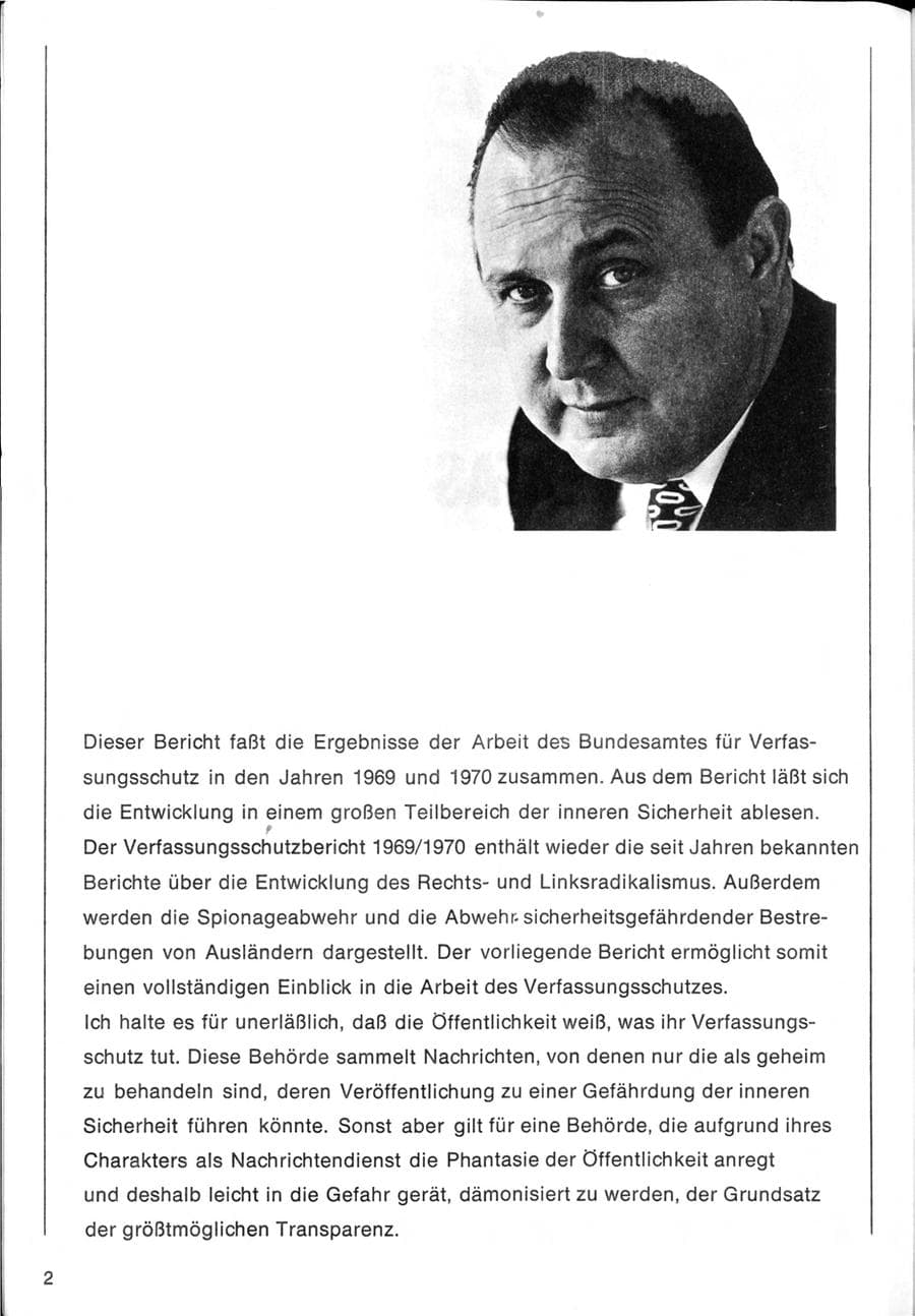 Seite 4 des Verfassungsschutzbericht 1970 Bund