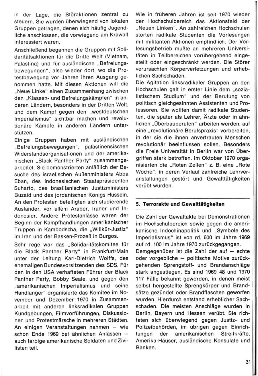 Seite 33 des Verfassungsschutzbericht 1970 Bund