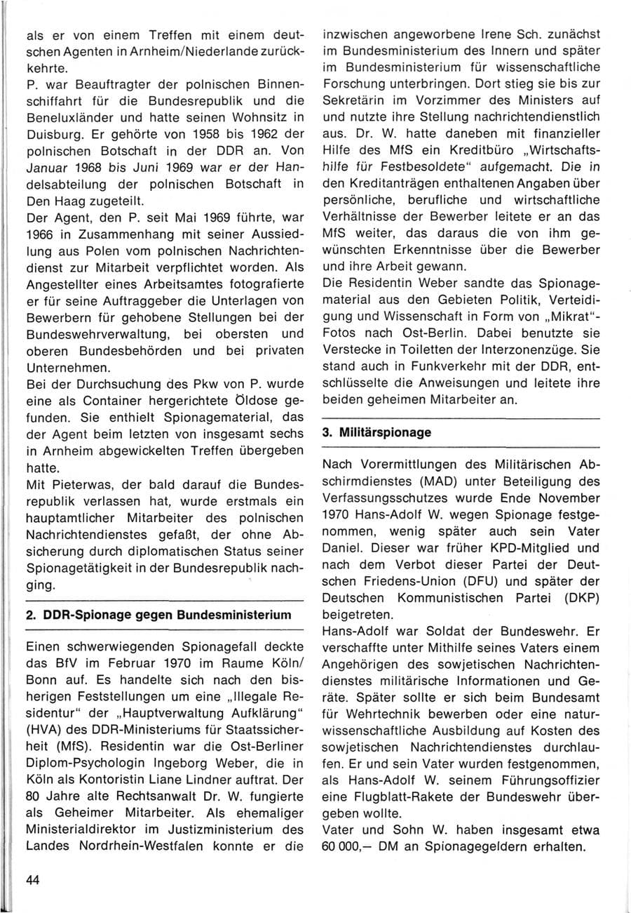 Seite 46 des Verfassungsschutzbericht 1970 Bund