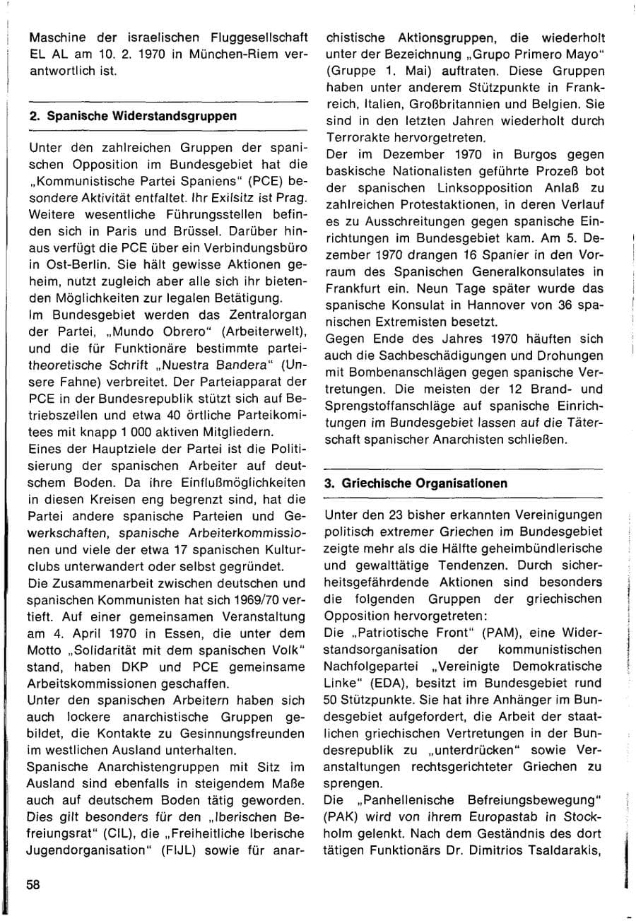 Seite 62 des Verfassungsschutzbericht 1970 Bund