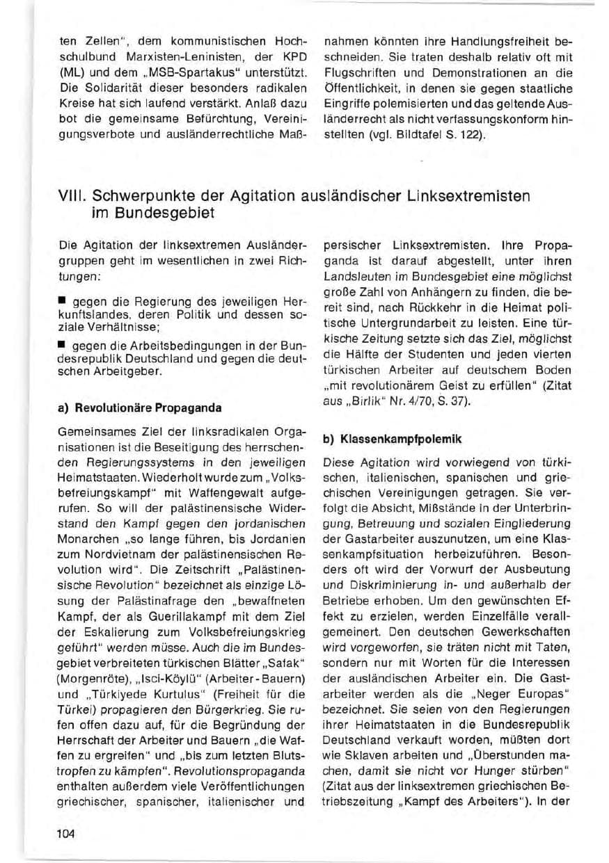 Seite 104 des Verfassungsschutzbericht 1971 Bund