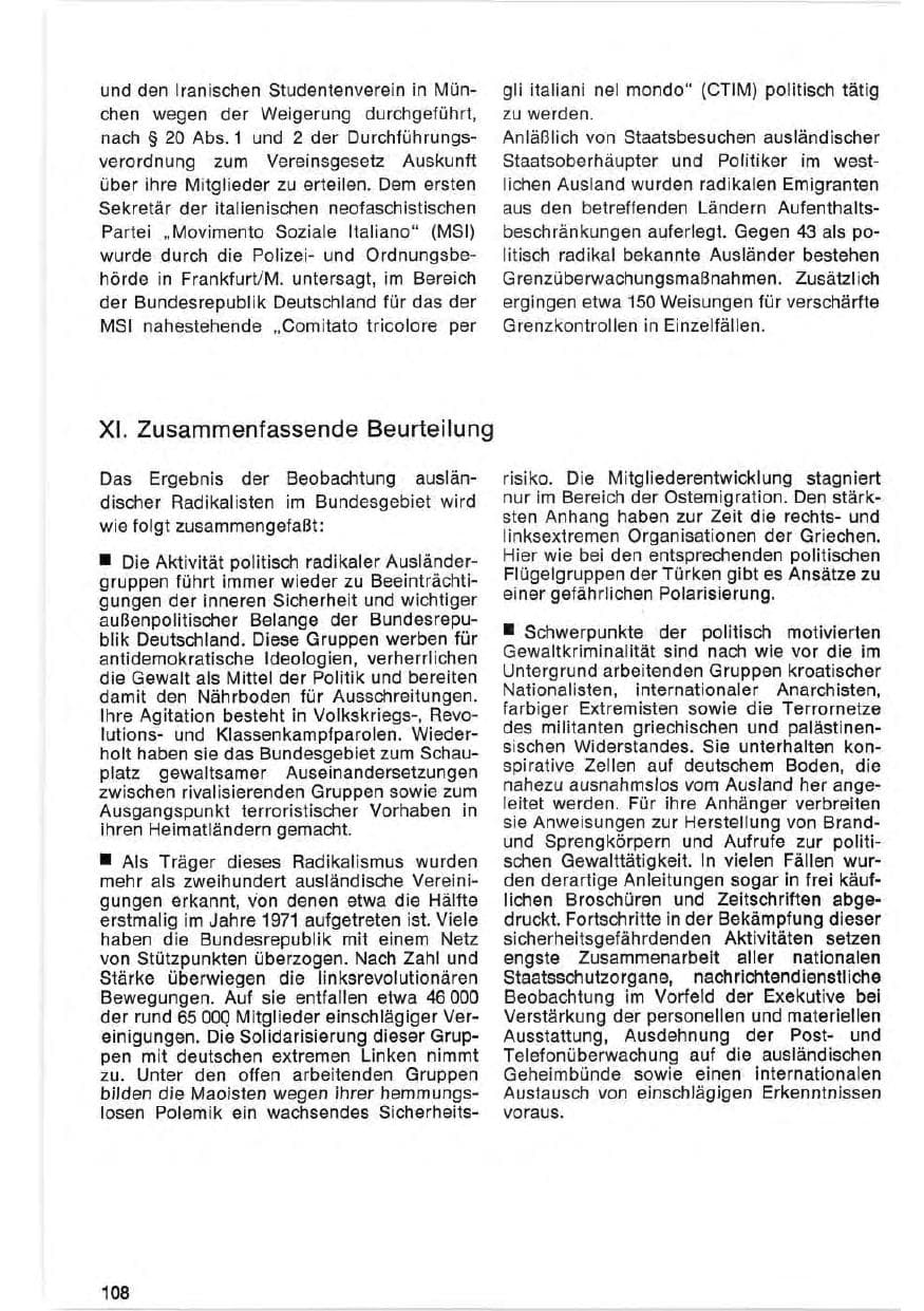 Seite 108 des Verfassungsschutzbericht 1971 Bund