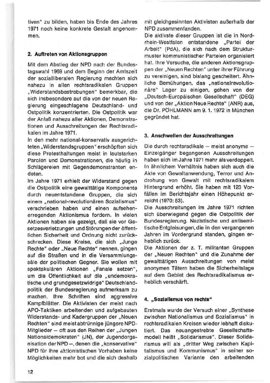 Seite 12 des Verfassungsschutzbericht 1971 Bund