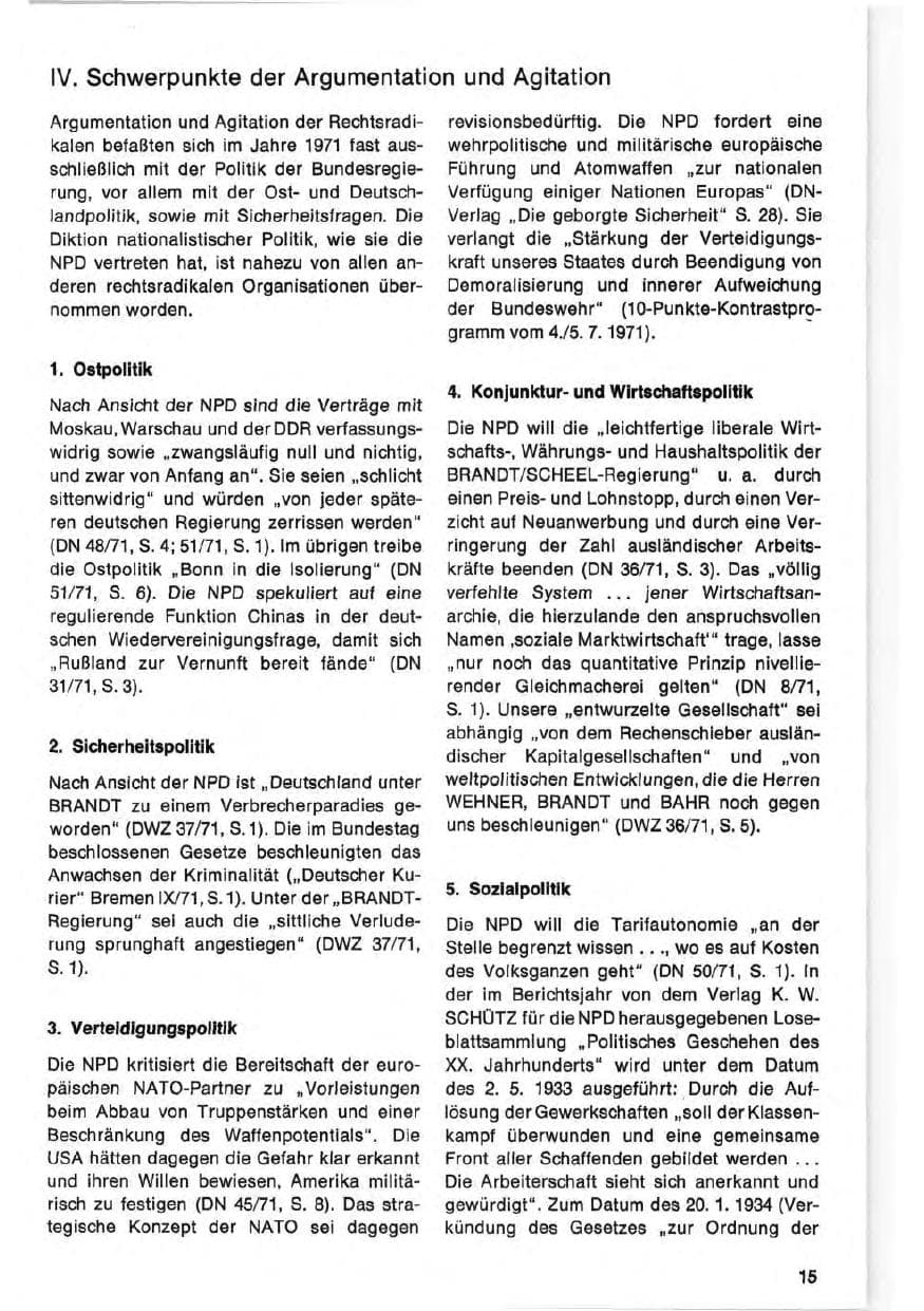Seite 15 des Verfassungsschutzbericht 1971 Bund
