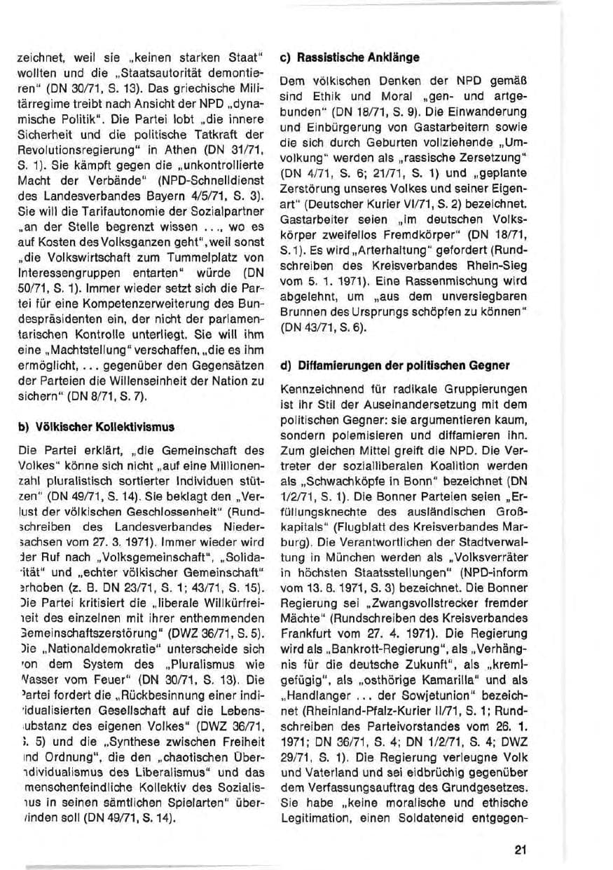 Seite 21 des Verfassungsschutzbericht 1971 Bund