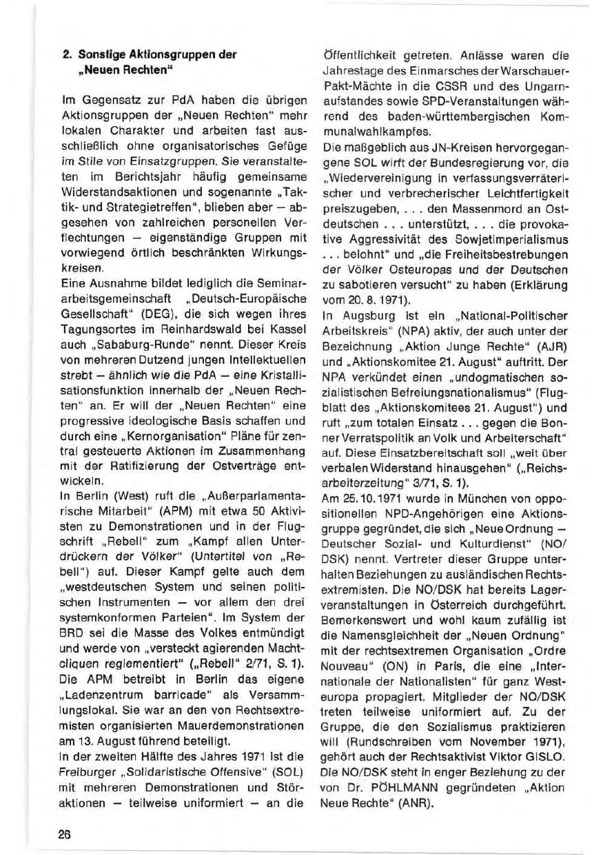 Seite 26 des Verfassungsschutzbericht 1971 Bund