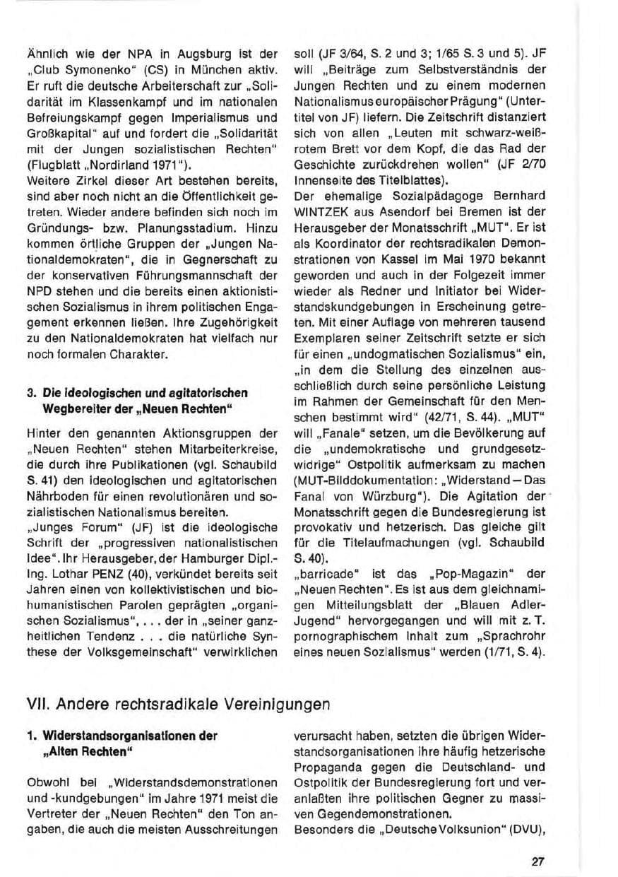 Seite 27 des Verfassungsschutzbericht 1971 Bund