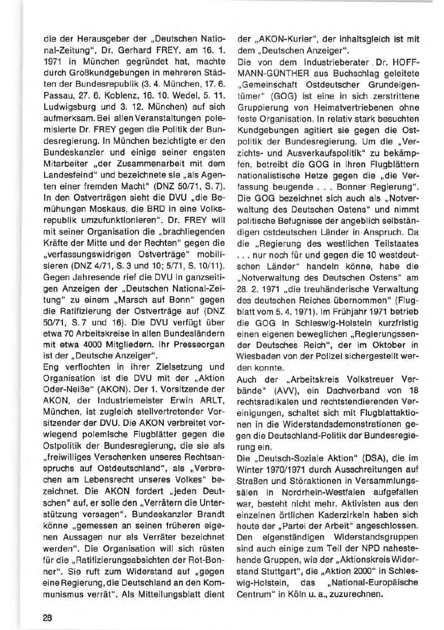 Seite 28 des Verfassungsschutzbericht 1971 Bund