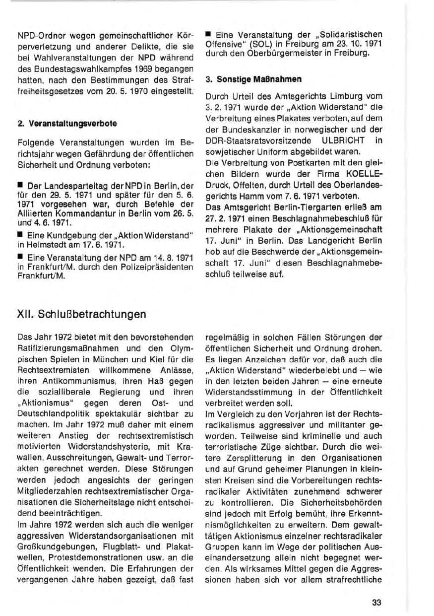 Seite 33 des Verfassungsschutzbericht 1971 Bund