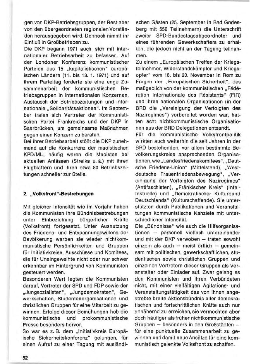 Seite 52 des Verfassungsschutzbericht 1971 Bund