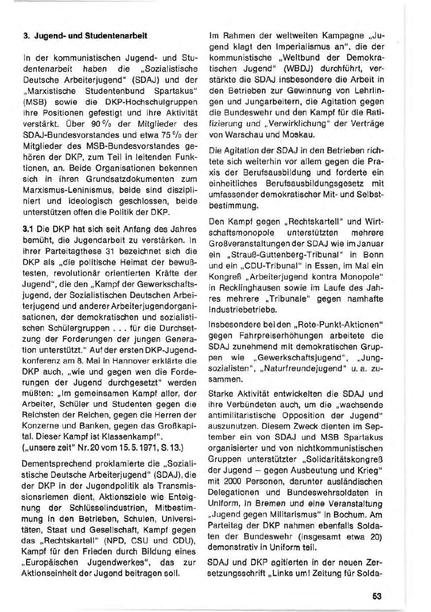 Seite 53 des Verfassungsschutzbericht 1971 Bund
