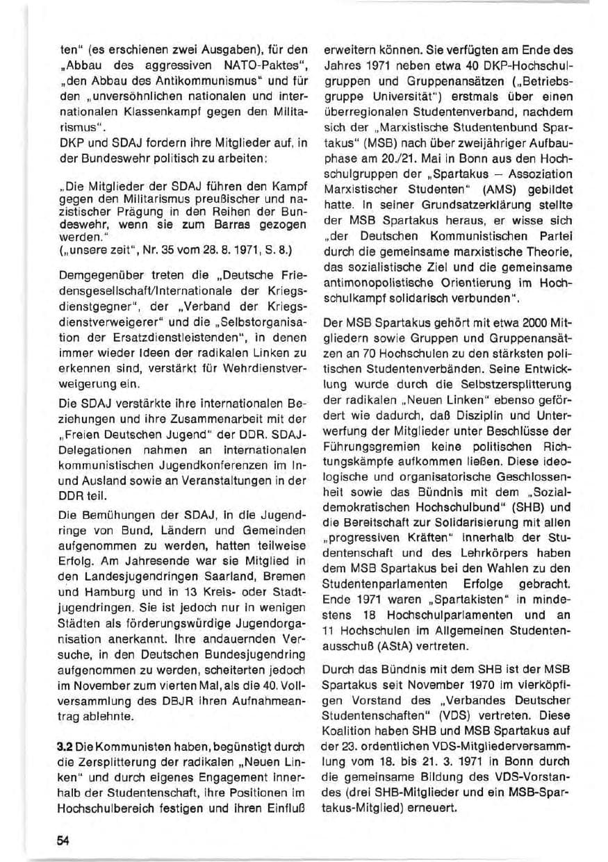 Seite 54 des Verfassungsschutzbericht 1971 Bund
