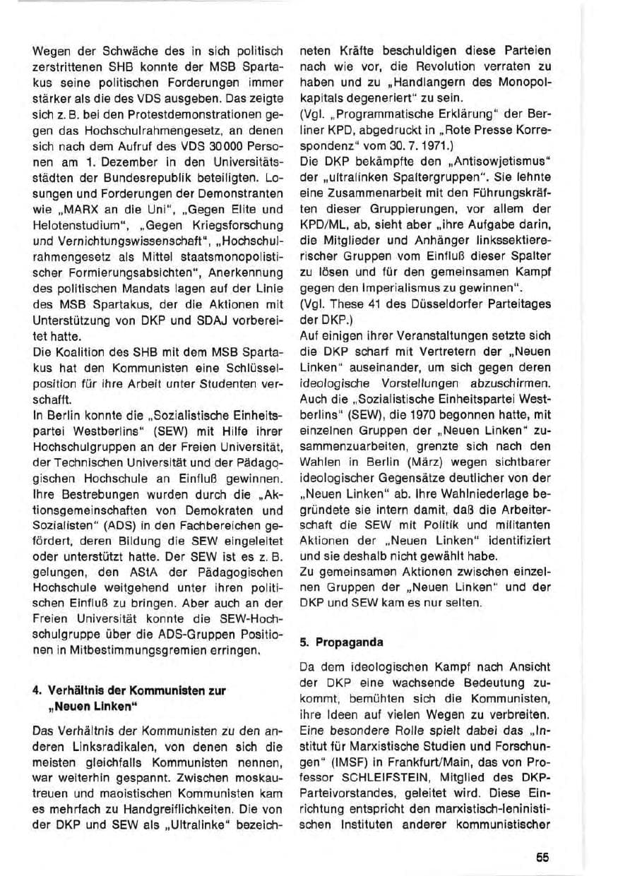 Seite 55 des Verfassungsschutzbericht 1971 Bund