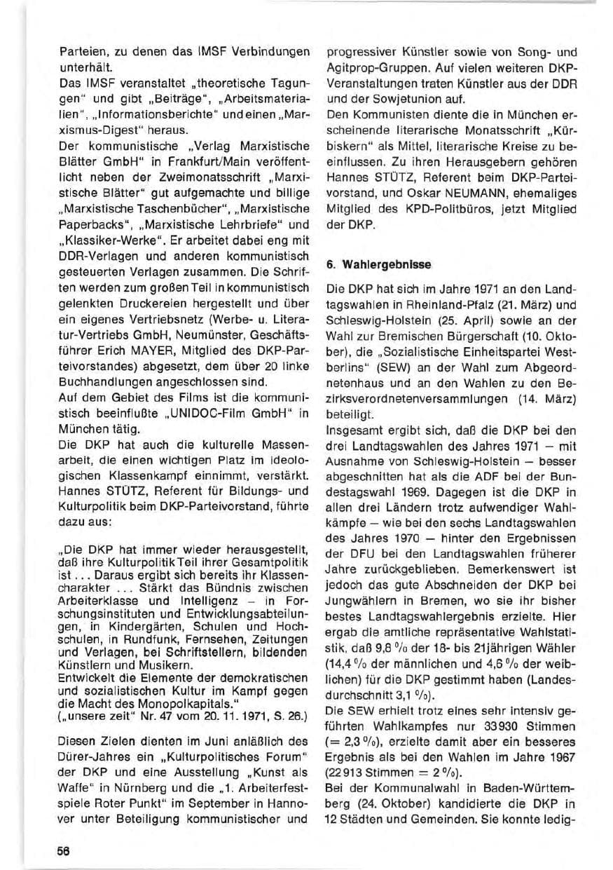 Seite 56 des Verfassungsschutzbericht 1971 Bund