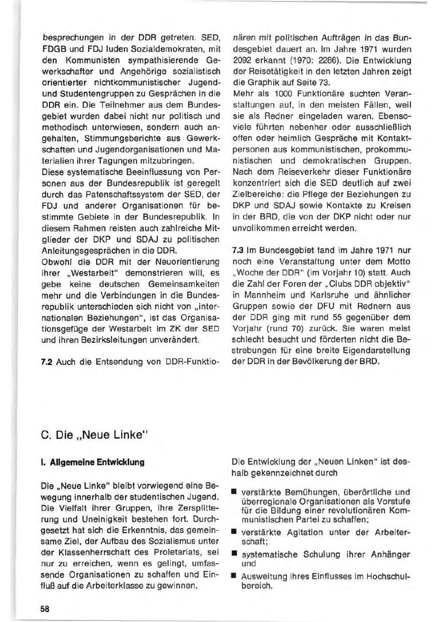 Seite 58 des Verfassungsschutzbericht 1971 Bund